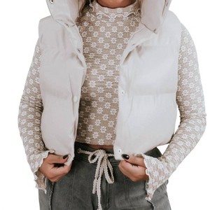 Women's Faux Leather Cropped Puffer Vest - HYFVE - 1 of 4