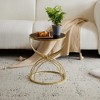 Vynxaria Black Mirror Top Side Table Gold Metal Frame, 15.75"Wx15.75"Lx19.5"H, Easy Assembly, Multi-Use for Indoor Decor - 2 of 4