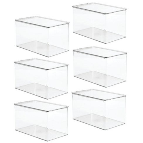 Mdesign Stackable Closet Storage Bin Box With Lid 7 High 6 Pack Clear Target
