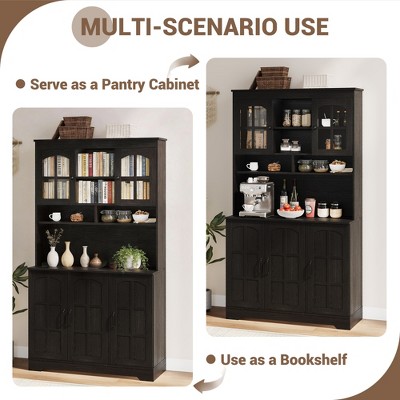 Garvee Pantry Cabinet with Charging Station, Tall Kitchen Pantry Storage Cabinet with Hutch,70.9 Inch Kitchen Cabinet with Glass Doors, for Dining Room — фото 8