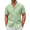 COOFANDY Men's Casual Button Down Shirts Short Sleeve Summer Beach Shirt Fashion Textured Shirts with Pocket - 2 of 4