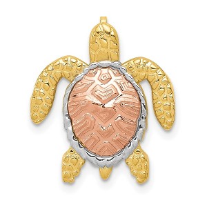 Black Bow Jewelry 14k Yellow & Rose Gold with White Rhodium Sea Turtle Pendant, 20mm - 1 of 4