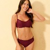 Women's Ruffle Edge Cheeky Coverage Bikini Bottom - Shade & Shore™ Burgundy - 3 of 4