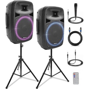Pyle 15" Bluetooth PA Speaker System, Dual 15" Woofers, USB/SD Readers, Black - 1 of 4