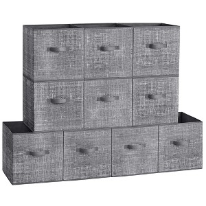 Set of 10 Storage Cubes, 13x13x13 Inch Foldable Fabric Bins with Double Handles, 11 lb Capacity Each for Closet Shelves Organization - 1 of 4