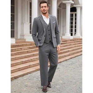 WhizMax Mens 3 Piece Suits Casual One Button Blazer Lightweight Beach Coats Vest and Pant Suit - 1 of 4