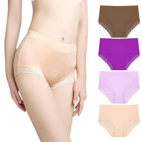 Agnes Orinda Women's Frill Trim Underwear Briefs Hipster Panty Satin Panties  3 Pack Yellow Purple Green Medium : Target