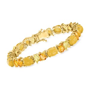 Ross-Simons 12.60 ct. t.w. Multi-Gemstone and Yellow Chalcedony Bracelet in 18kt Gold Over Sterling Size 7 - 1 of 4