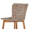 Outdoor Bar Stool, Teak Finished Wood with Light Brown Wicker, Set of 2 - 4 of 4