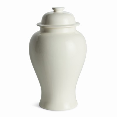 Plum & Post Koa Lidded Ginger Jar Large - White Ceramic Décor