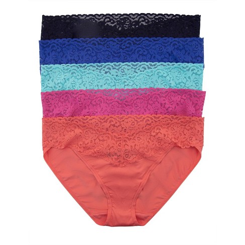 Felina Women's Stretchy Lace Trimmed Bikini Underwear - Sexy Underwear for  Women, Bikini Panties, Seamless Panties (5-Pack) (Acapulco, S/M)