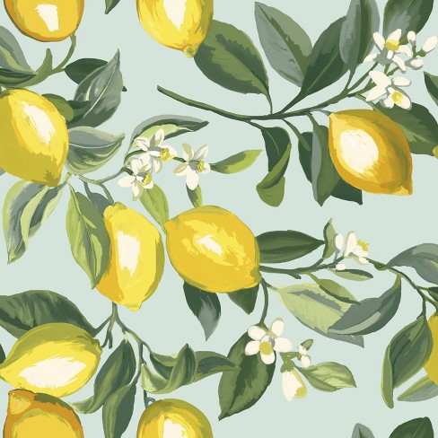 RoomMates Lemon Zest Peel and Stick Wallpaper Yellow/Teal