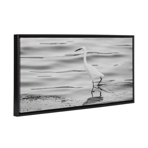 Kate and Laurel Sylvie Beaded Snowy Egret No 3 Black and White Framed Canvas by Crystal Lynn Collins - 1 of 4