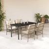 vidaXL - 5 Piece Patio Dining Set with Cushions - Beige Poly Rattan - Rectangular Tempered Glass Table - PE Rattan Chairs - 2 of 4