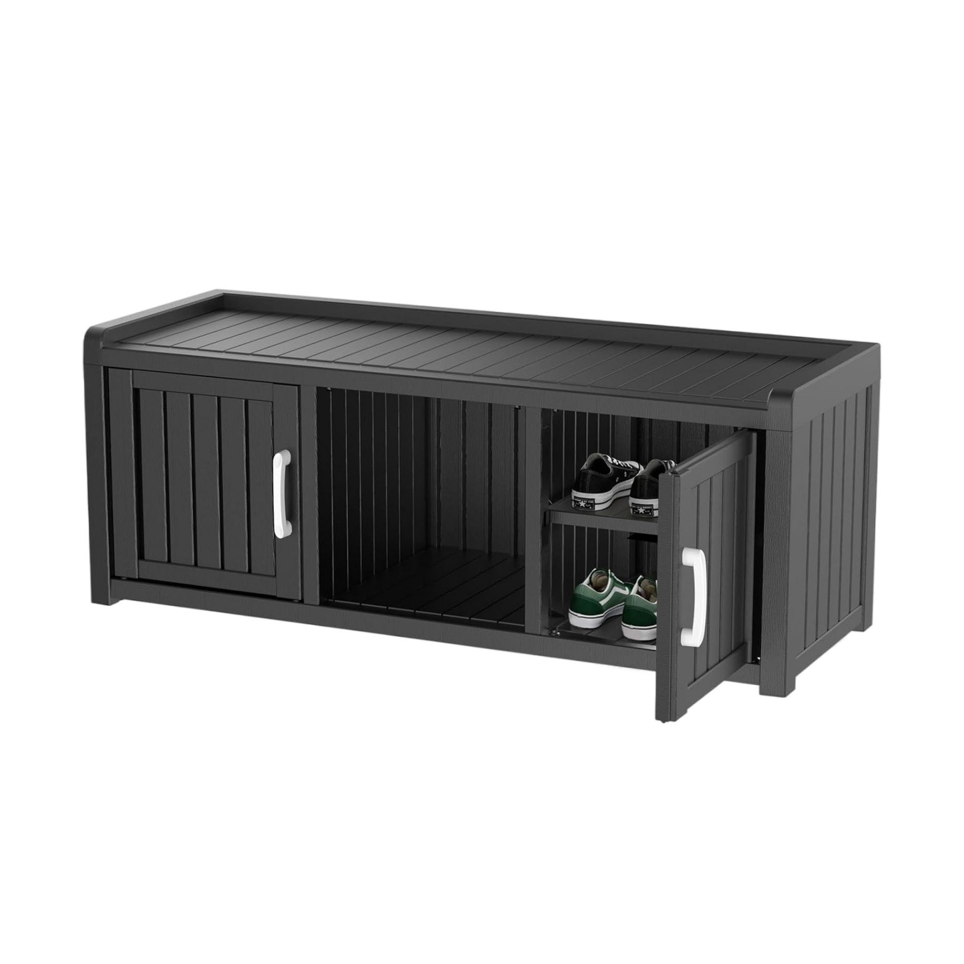 Yardgrace Storage Benches 120 Gallon 2-Door/3-Door Shoe Cabinet Resin Shoe Bench with Storage for Shoes Accessories