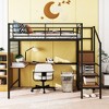 CAVINAS Full Size Bed with Desk and Metal Grid, Full Frame Bed with Lateral Storage Ladder and Wardrobe, Metal Loft, Stylish Metal, Black - 2 of 4