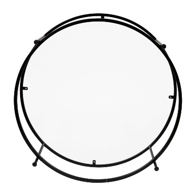 38" Round Glass Coffee Table with Matte Black Metal Base