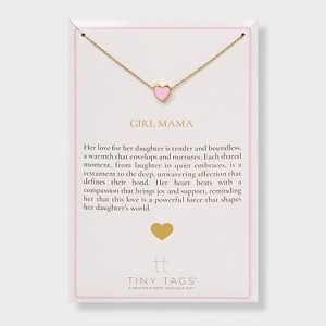 Tiny Tags 14K Gold Ion Plated Pink Enamel Heart Pendant Necklace - Gold/Pink - 1 of 4