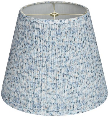 Medium Blue and White Floral Pleated Empire Lamp Shade