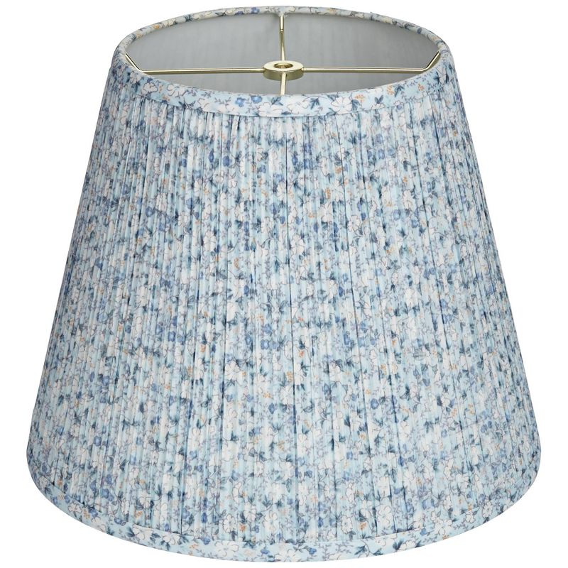 Springcrest Collection Hardback Pleated Empire Lamp Shade Blue White Floral Medium 8" Top x 13" Bottom x 11" Slant Spider with Harp and Finial Fitting, 5 of 9