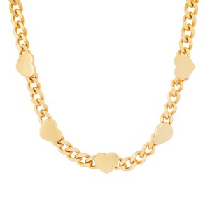 Steeltime Ladies stainless steel cuban heart link necklace. Color Options: Silver, Gold, Rose Gold - 1 of 4