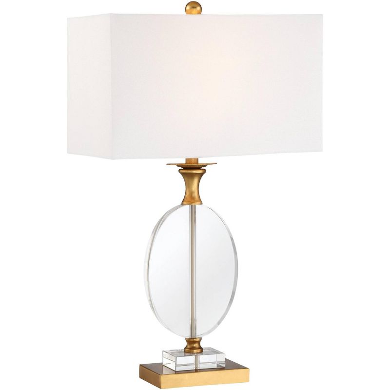 Vienna Full Spectrum Valerie Modern Table Lamp 28" Tall Gold Clear Crystal Glass White Rectangular Shade for Bedroom Living Room Bedside Nightstand, 1 of 10