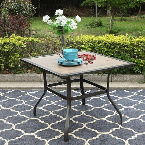 37 X37 Square Patio Dining Table With, Large Round Patio Table With Umbrella Hole