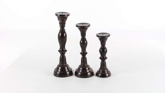Set of 3 Classic Style Wooden Candle Holders - Olivia &#38; May, 2 of 22, play video