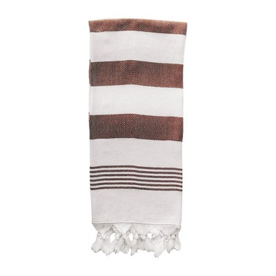 Sweet Water Decor Neutral Tan Stripe Turkish Hand Towel - 19x35