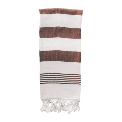 Sweet Water Decor Neutral Tan Stripe Turkish Hand Towel - 19x35 : Target