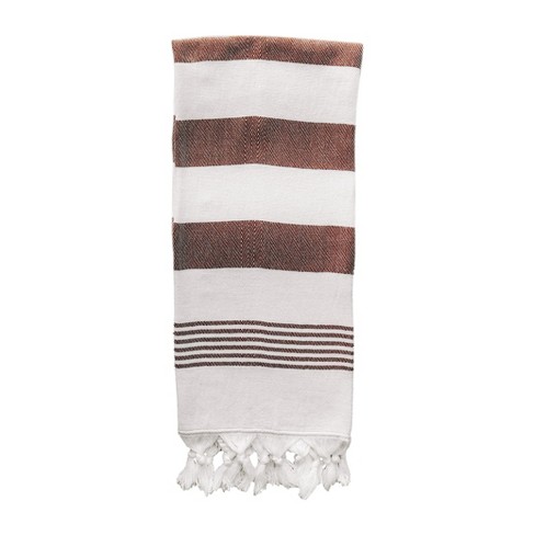 Turkish Cotton Bamboo Hand Towel, Multi Stripes Neutral Kitchen