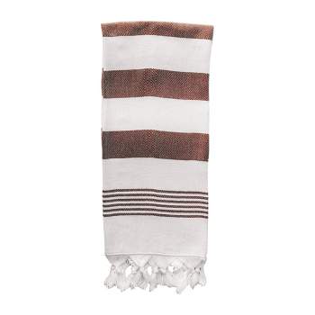 Sweet Water Decor Neutral Tan Stripe Turkish Hand Towel - 19x35" 
