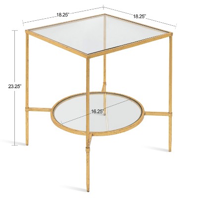 Tulare Gold Metal and Glass Square Side Table