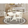 HomeStock 5-Pc Linen White Finish Solid Wood Top Dining table with 4 Chairs - 2 of 4