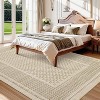 Washable Checkered Waffle Print Rug Non Slip Low Pile Rug Soft Contemporary Throw Floor Cover Foldable Indoor Carpet for Living Room Bedroom Playroom - 4 of 4