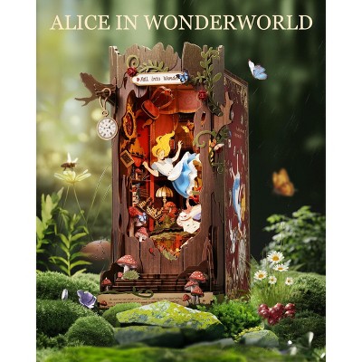 Детские куклы Etokfoks DIY Book Nook Kit Fall into Wonder Fairy Tale Theme 3D Wooden Puzzle Miniature House 1 Kit Bookshelf Decor for Adults Teens — фото 2