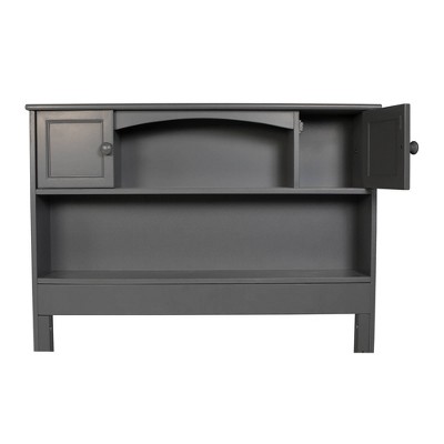 Gray Twin Wood Bookcase Headboard with Storage