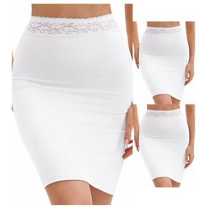 INSPIRE CHIC 3 Packs Anti-Static Half Slips for Women Soft Underskirt Short Mini Skirt with Floral Lace Waistband - 1 of 4