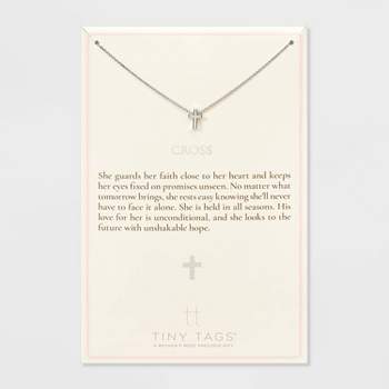 Tiny Tags Silver Plated Cross Chain Necklace - Silver