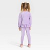 Toddler Girls' 2pc SmileyWorld Rib-Knit Velour Top and Pants Set - Purple - 2 of 4