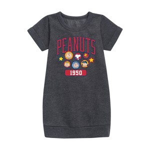 - Peanuts - Peanuts Crew Athletic Graphic Short Sleeve Fleece Dress - 1 of 4