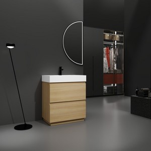 NicBex Bathroom Vanity with Sink,Modern Bathroom Sink Vanity with 2 Drawers,24/30 inch Bathroom Sink Cabinet for Bathroom,Oak/Brown - 1 of 4