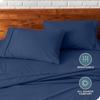 Dark Blue Hypoallergenic Cotton Polyester Standard Pillowcase Set