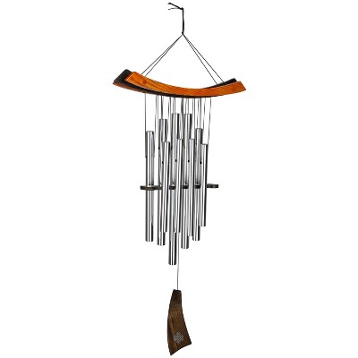 Medium Silver Aluminum Healing Wind Chime with Ash Wood Top