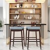 Tangkula Set of 4 Saddle Bar Stools Backless Nailhead Counter Stool with Grey Cushions Coffee/White - 2 of 4