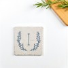 Personalization Mall Farmhouse Floral Personalized Letter Tumbled Stone Coaster Set - 4 of 4