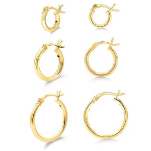 Set of 3 2mm Hoop Earrings for Women, 10, 15 & 20mm - 1 of 4