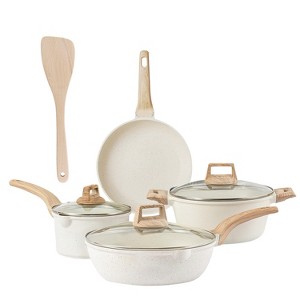 NewHome"White Nonstick Granite Cookware Set, Pots & Pans, Dishwasher Safe, Induction, Even Heat Cooking"White - 1 of 4