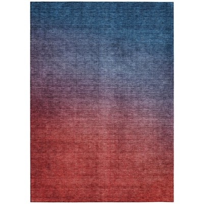 Navy Blue Red And Eggplant Ombre Washable Indoor Outdoor Area Rug