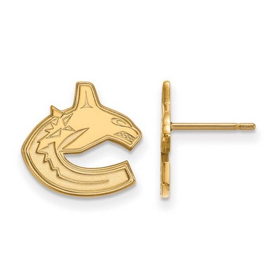 Black Bow Jewelry 14k Yellow Gold Vancouver Canucks NHL Stud Earrings